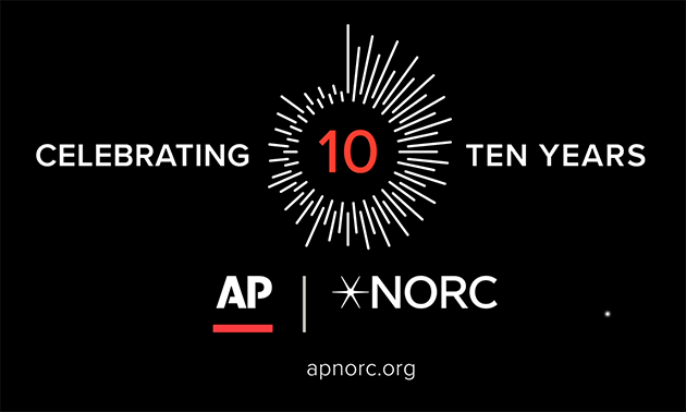 an image of the 10th anniversary logo and the AP-NORC logos with the website address at the bottom